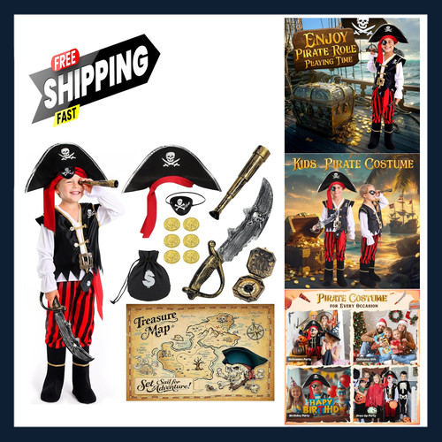 Kids pirate costume - set, with